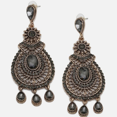 Black Contemporary Drop Earrings